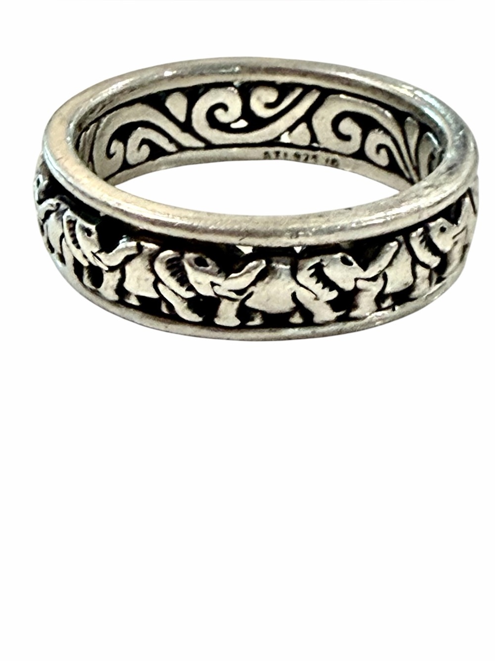 Vintage ATI 925 Sterling Silver Elephant Spinner Ring Size 10